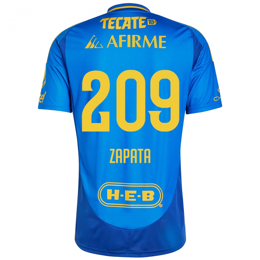 Enfant Maillot Jorge Zapata #209 Bleu Jaune Tenues Extérieur 2024/25 T-Shirt Belgique