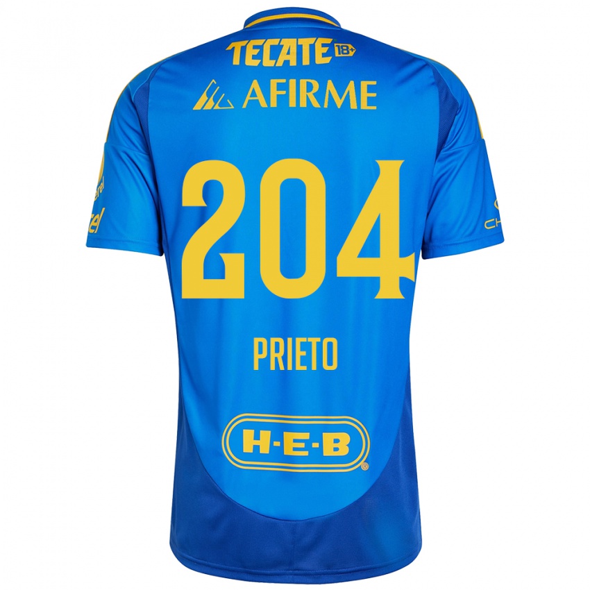 Enfant Maillot Leonel Prieto #204 Bleu Jaune Tenues Extérieur 2024/25 T-Shirt Belgique