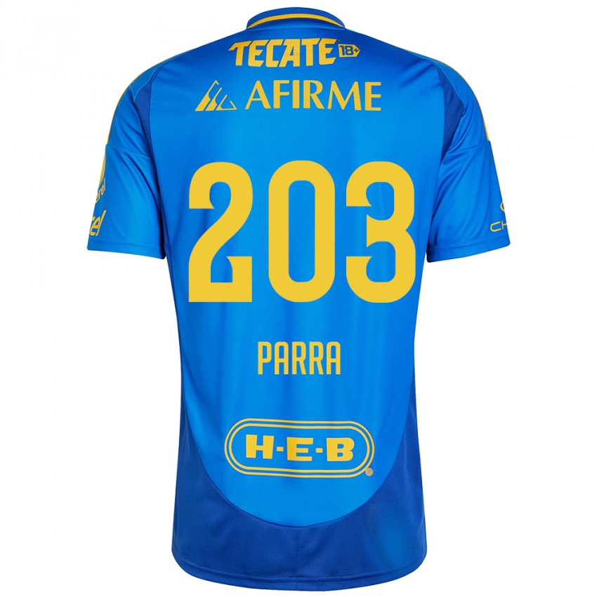 Enfant Maillot Bernardo Parra #203 Bleu Jaune Tenues Extérieur 2024/25 T-Shirt Belgique