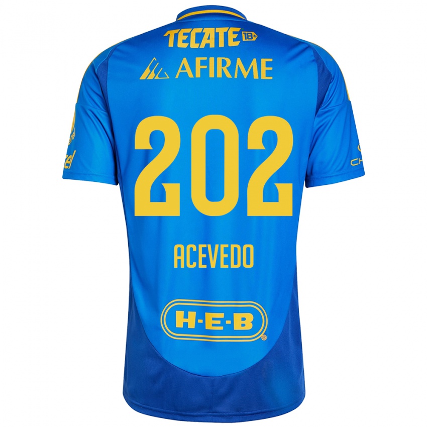 Enfant Maillot José Acevedo #202 Bleu Jaune Tenues Extérieur 2024/25 T-Shirt Belgique