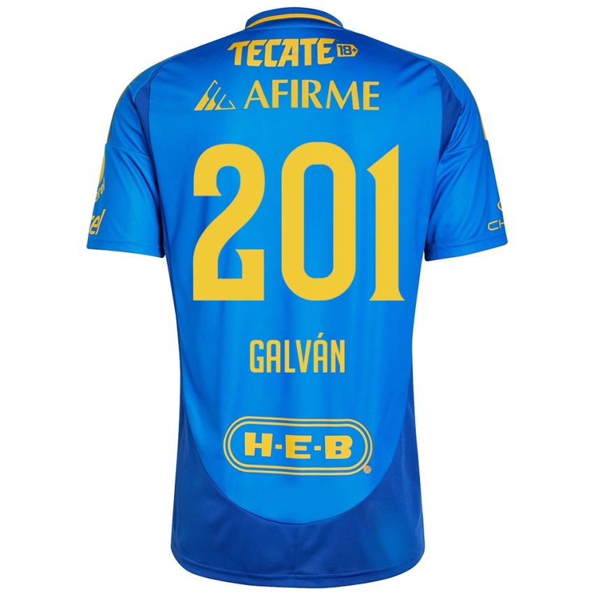 Enfant Maillot Isac Galván #201 Bleu Jaune Tenues Extérieur 2024/25 T-Shirt Belgique