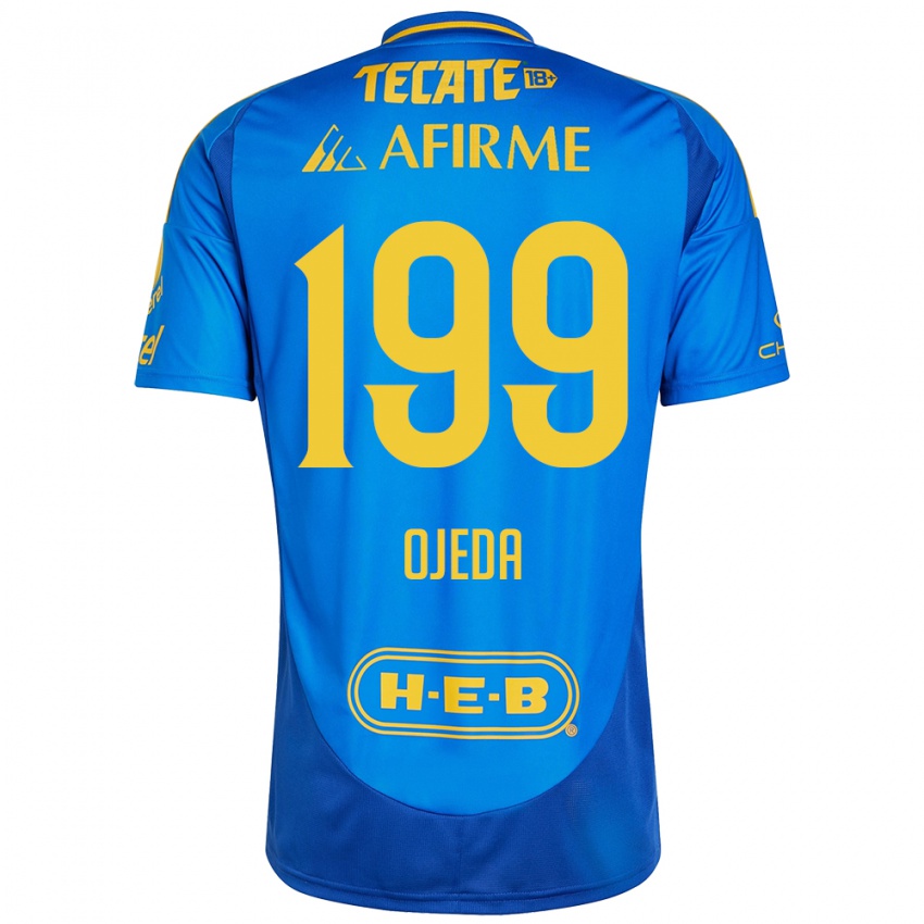 Enfant Maillot Diego Ojeda #199 Bleu Jaune Tenues Extérieur 2024/25 T-Shirt Belgique