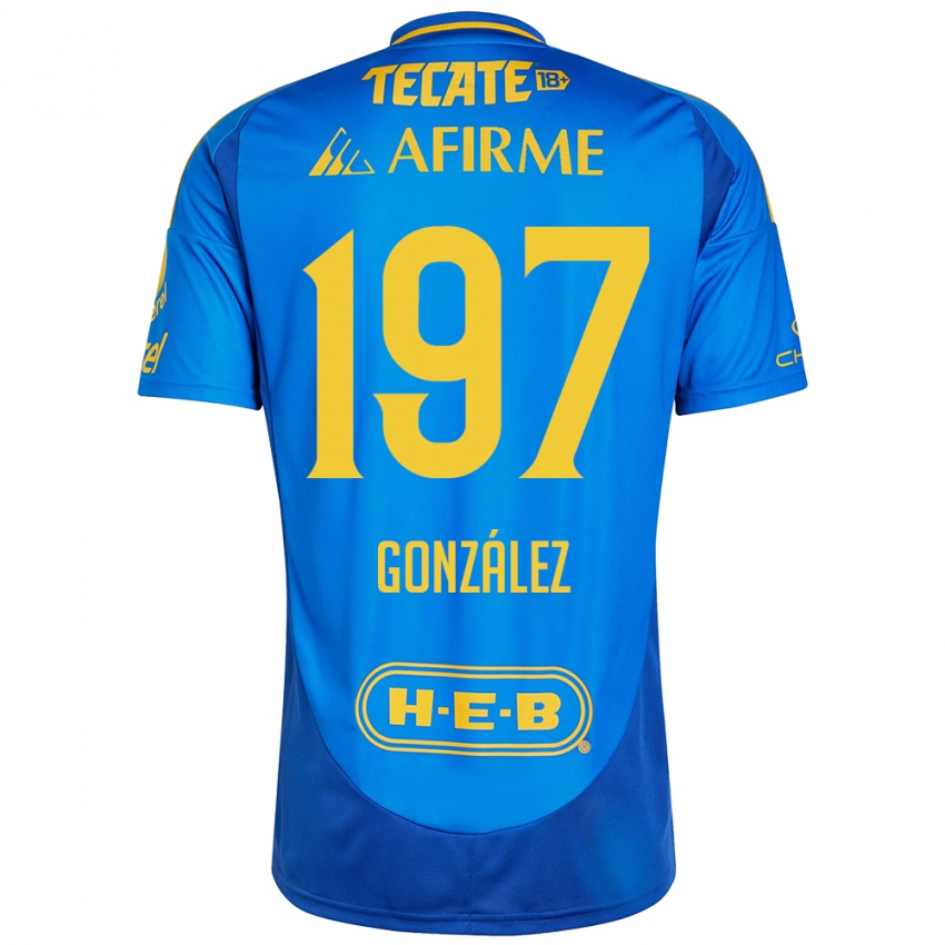 Enfant Maillot Germán González #197 Bleu Jaune Tenues Extérieur 2024/25 T-Shirt Belgique