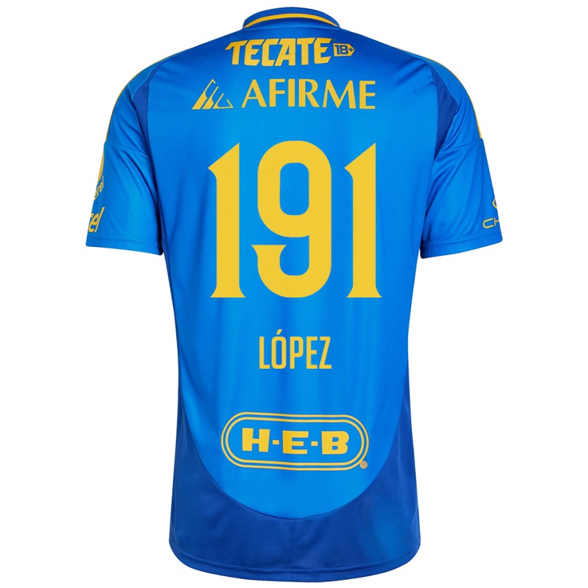 Enfant Maillot Adrián López #191 Bleu Jaune Tenues Extérieur 2024/25 T-Shirt Belgique