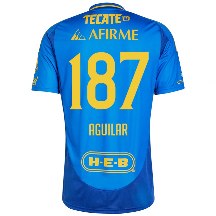 Enfant Maillot Manuel Aguilar #187 Bleu Jaune Tenues Extérieur 2024/25 T-Shirt Belgique