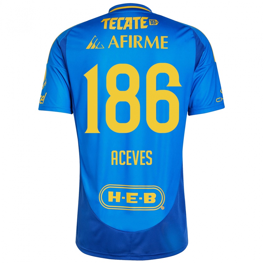 Enfant Maillot Israel Aceves #186 Bleu Jaune Tenues Extérieur 2024/25 T-Shirt Belgique