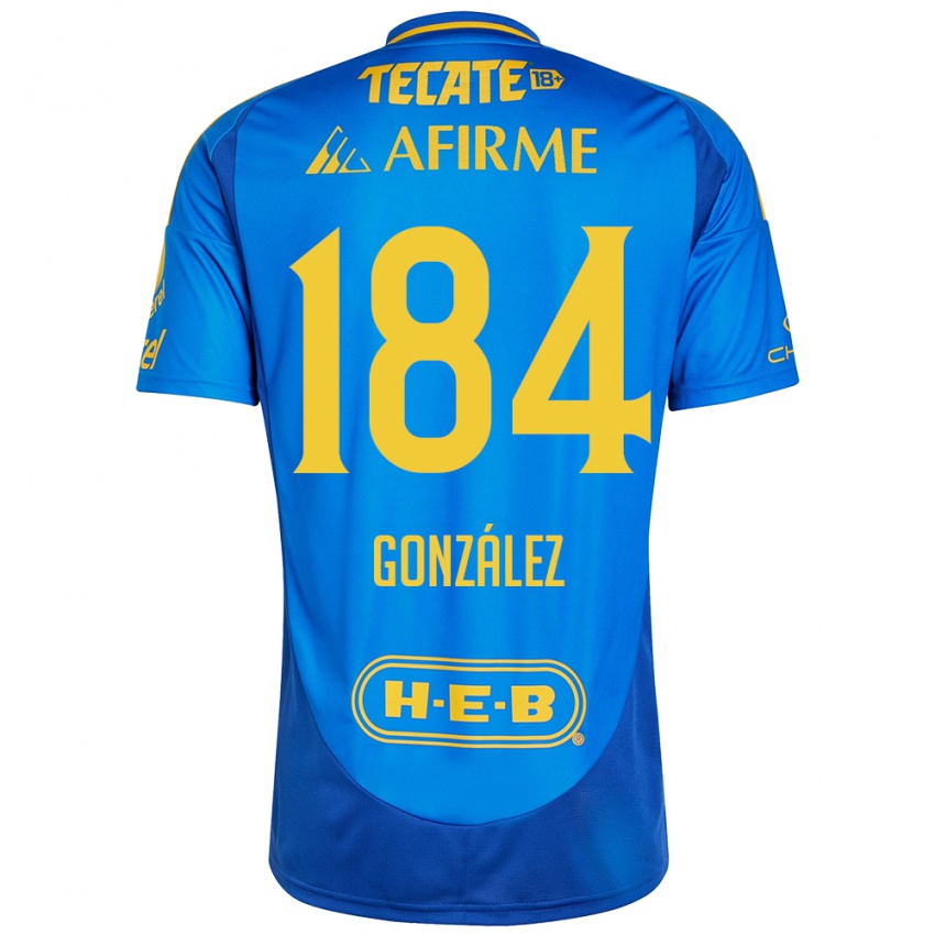 Enfant Maillot Erick González #184 Bleu Jaune Tenues Extérieur 2024/25 T-Shirt Belgique