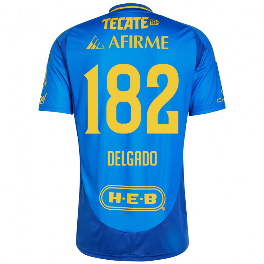 Enfant Maillot Arturo Delgado #182 Bleu Jaune Tenues Extérieur 2024/25 T-Shirt Belgique