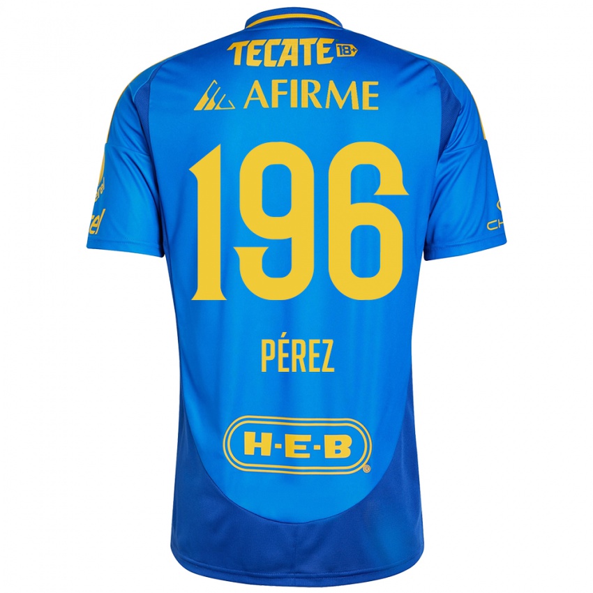 Enfant Maillot Axel Pérez #196 Bleu Jaune Tenues Extérieur 2024/25 T-Shirt Belgique