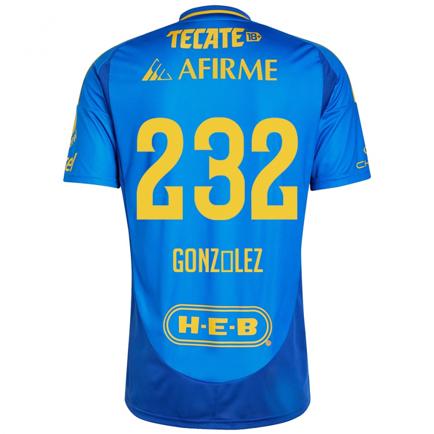 Enfant Maillot César González #232 Bleu Jaune Tenues Extérieur 2024/25 T-Shirt Belgique