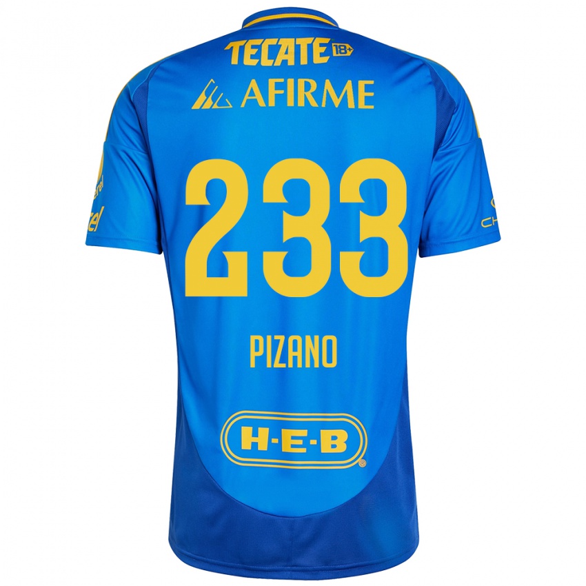 Enfant Maillot Juan Pizano #233 Bleu Jaune Tenues Extérieur 2024/25 T-Shirt Belgique