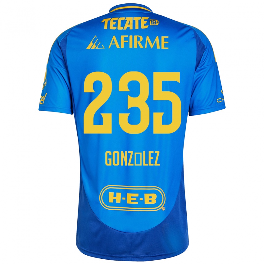 Enfant Maillot Mauricio González #235 Bleu Jaune Tenues Extérieur 2024/25 T-Shirt Belgique