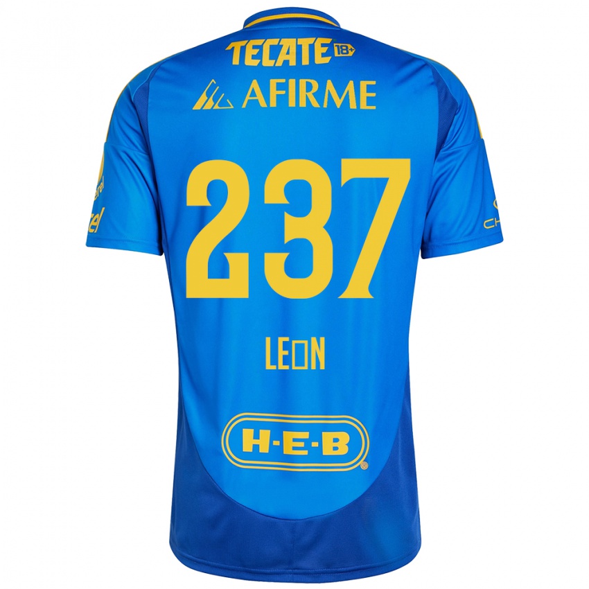 Enfant Maillot Gabriel León #237 Bleu Jaune Tenues Extérieur 2024/25 T-Shirt Belgique