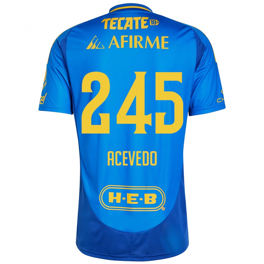 Enfant Maillot Kevin Acevedo #245 Bleu Jaune Tenues Extérieur 2024/25 T-Shirt Belgique