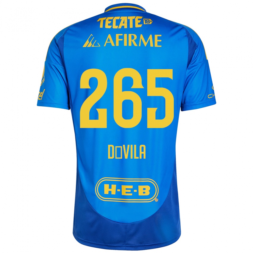 Enfant Maillot Emiliano Dávila #265 Bleu Jaune Tenues Extérieur 2024/25 T-Shirt Belgique