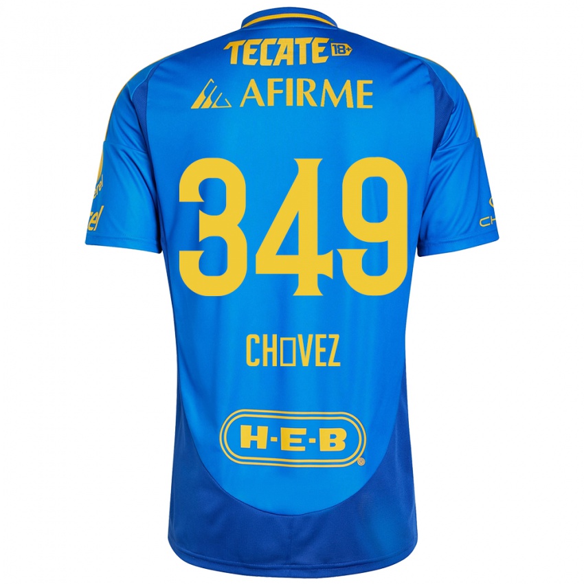 Enfant Maillot Jorge Chávez #349 Bleu Jaune Tenues Extérieur 2024/25 T-Shirt Belgique