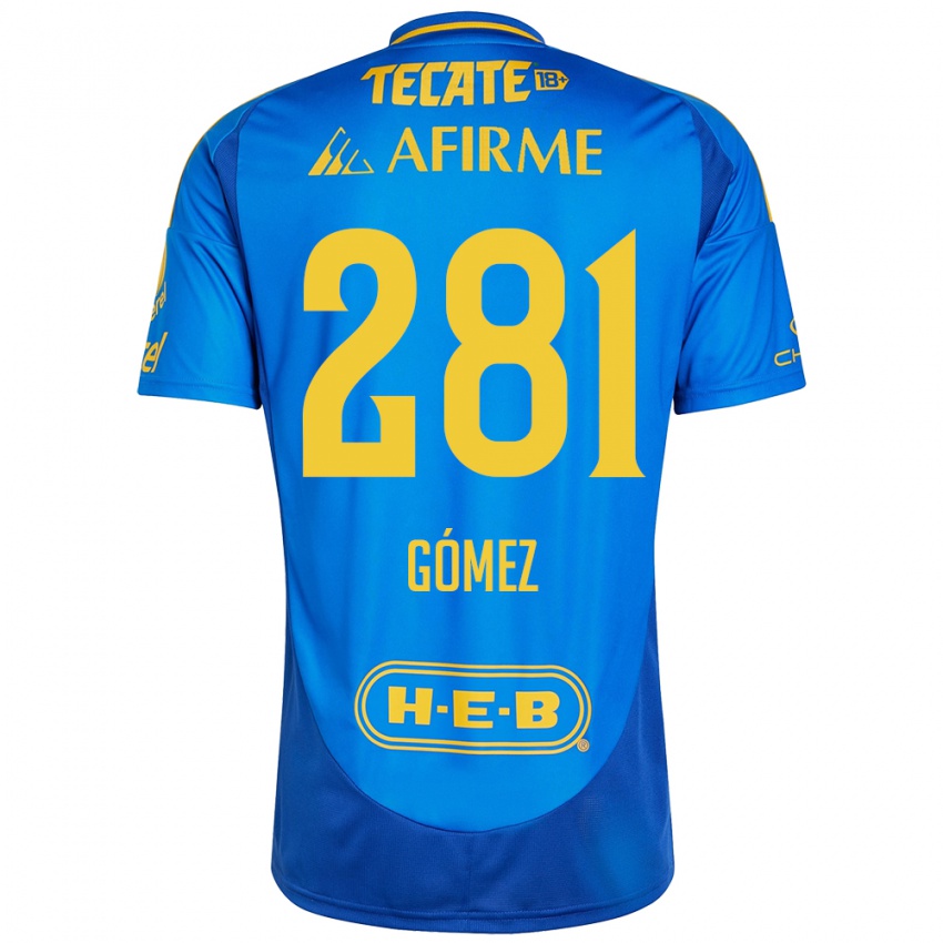 Enfant Maillot Luis Gómez #281 Bleu Jaune Tenues Extérieur 2024/25 T-Shirt Belgique