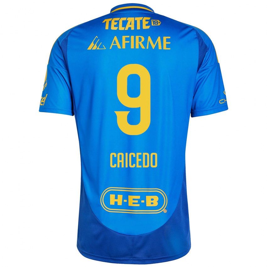 Enfant Maillot Jordy Caicedo #9 Bleu Jaune Tenues Extérieur 2024/25 T-Shirt Belgique