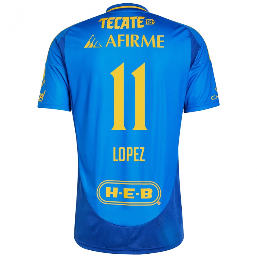 Enfant Maillot Nicolas Lopez #11 Bleu Jaune Tenues Extérieur 2024/25 T-Shirt Belgique