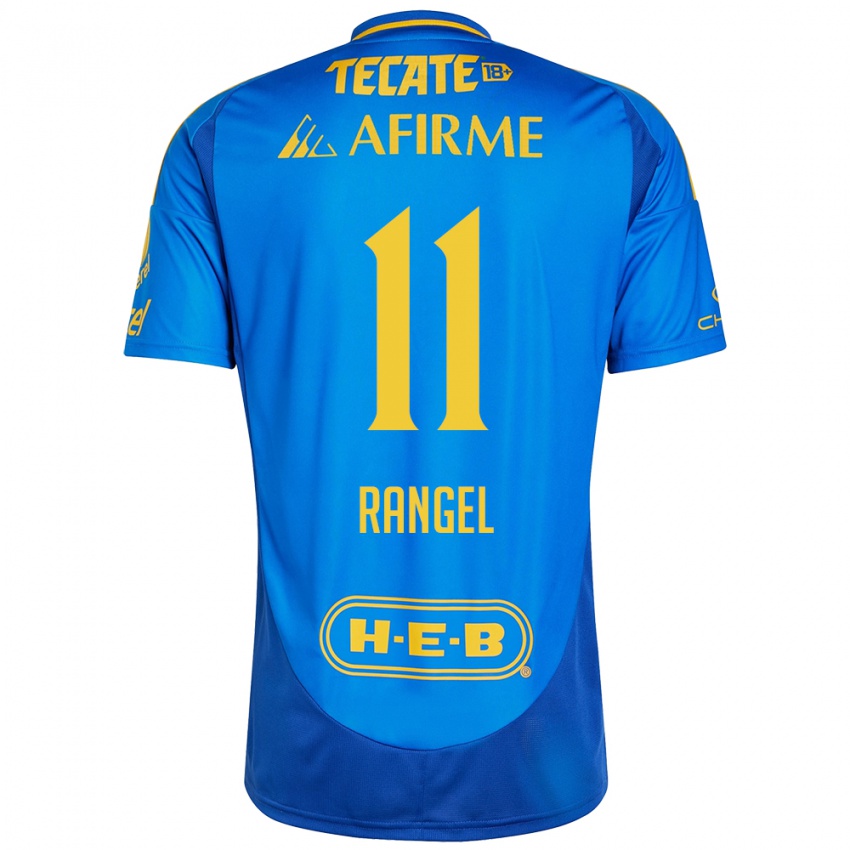 Enfant Maillot Nayeli Rangel #11 Bleu Jaune Tenues Extérieur 2024/25 T-Shirt Belgique