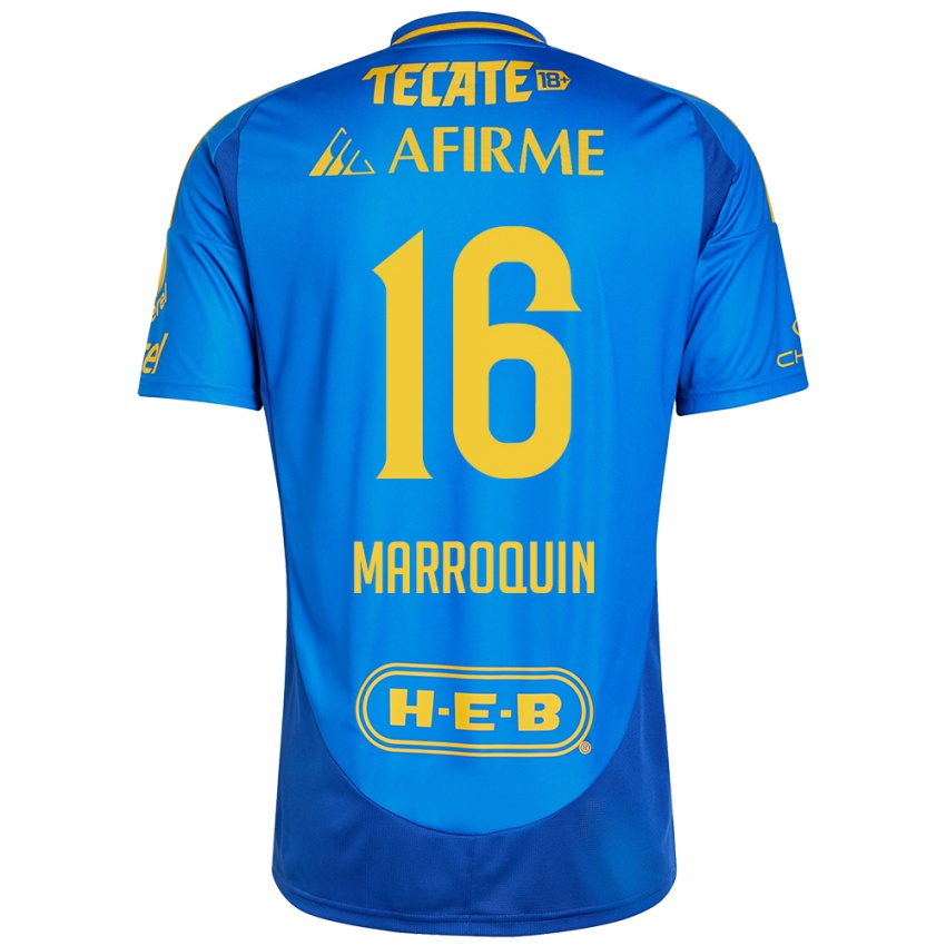 Enfant Maillot Ammanda Marroquin #16 Bleu Jaune Tenues Extérieur 2024/25 T-Shirt Belgique