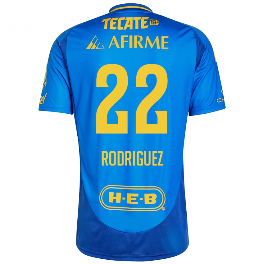 Enfant Maillot Anika Rodriguez #22 Bleu Jaune Tenues Extérieur 2024/25 T-Shirt Belgique