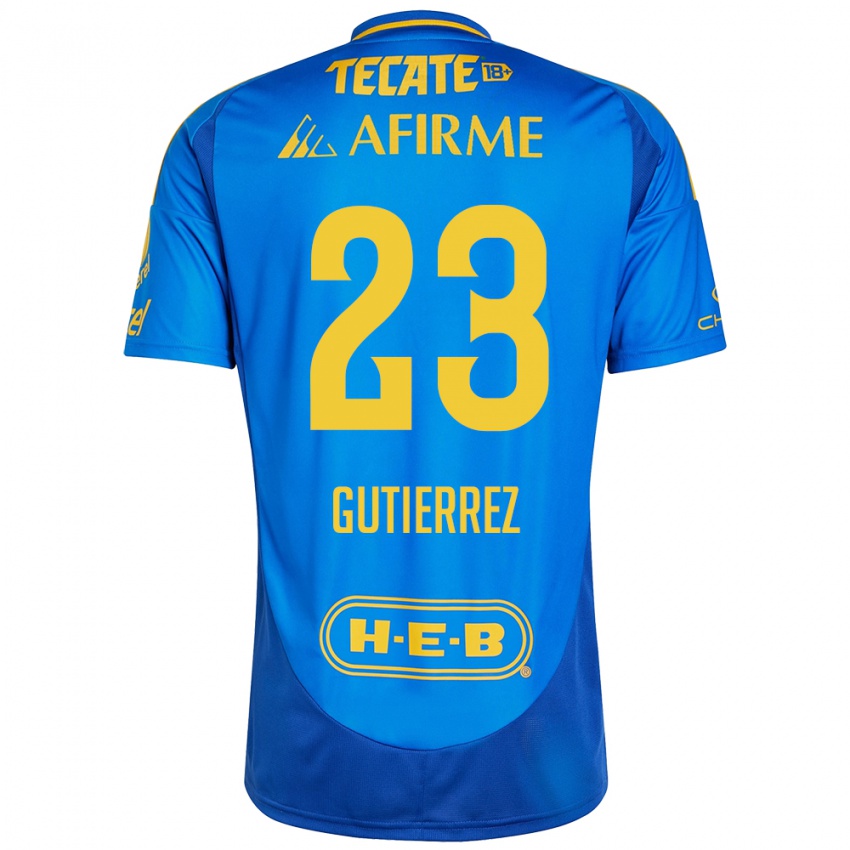 Enfant Maillot Jana Gutierrez #23 Bleu Jaune Tenues Extérieur 2024/25 T-Shirt Belgique