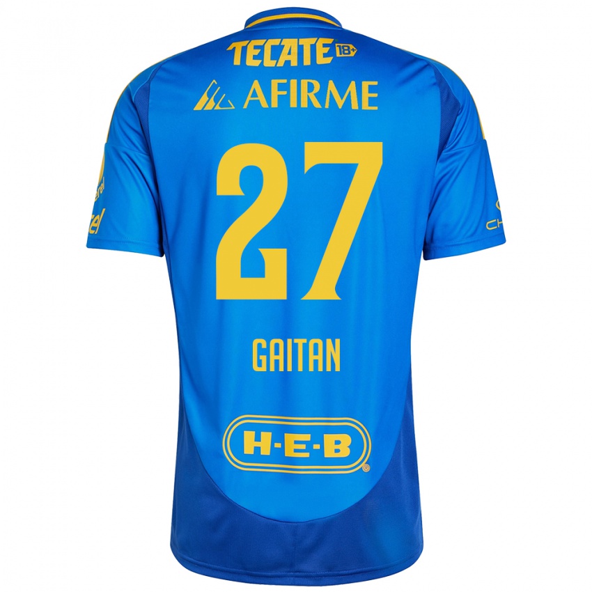 Enfant Maillot Natalia Gaitan #27 Bleu Jaune Tenues Extérieur 2024/25 T-Shirt Belgique