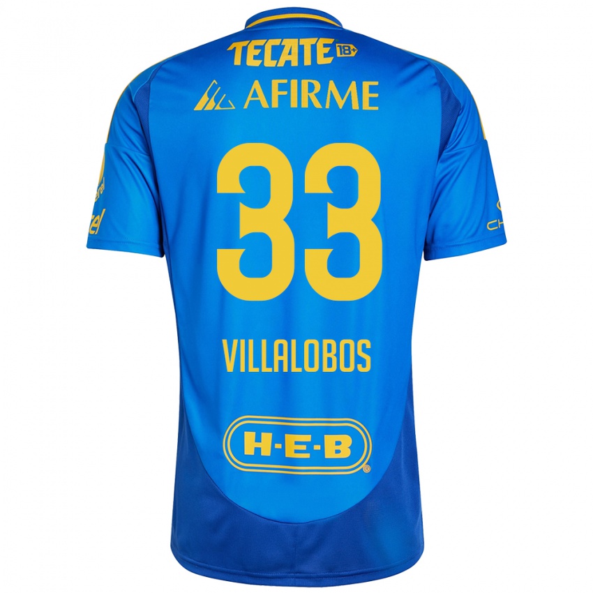 Enfant Maillot Vania Villalobos #33 Bleu Jaune Tenues Extérieur 2024/25 T-Shirt Belgique