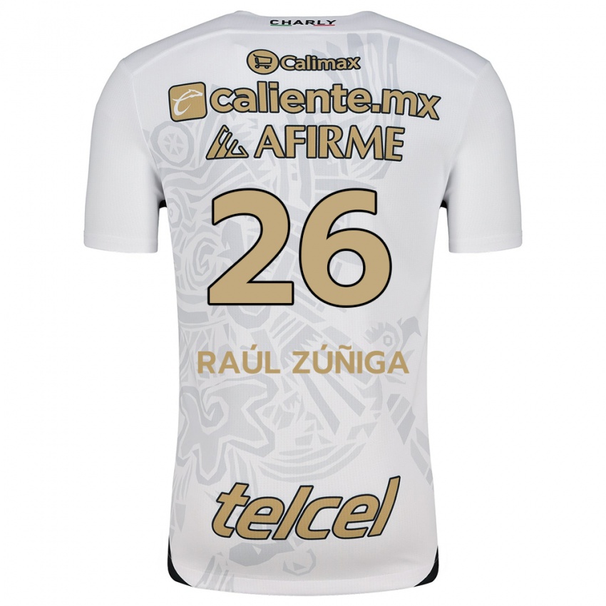 Enfant Maillot José Raúl Zúñiga #26 Blanc Noir Tenues Extérieur 2024/25 T-Shirt Belgique