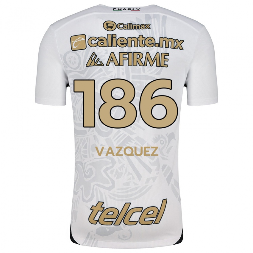 Enfant Maillot Octavio Vázquez #186 Blanc Noir Tenues Extérieur 2024/25 T-Shirt Belgique