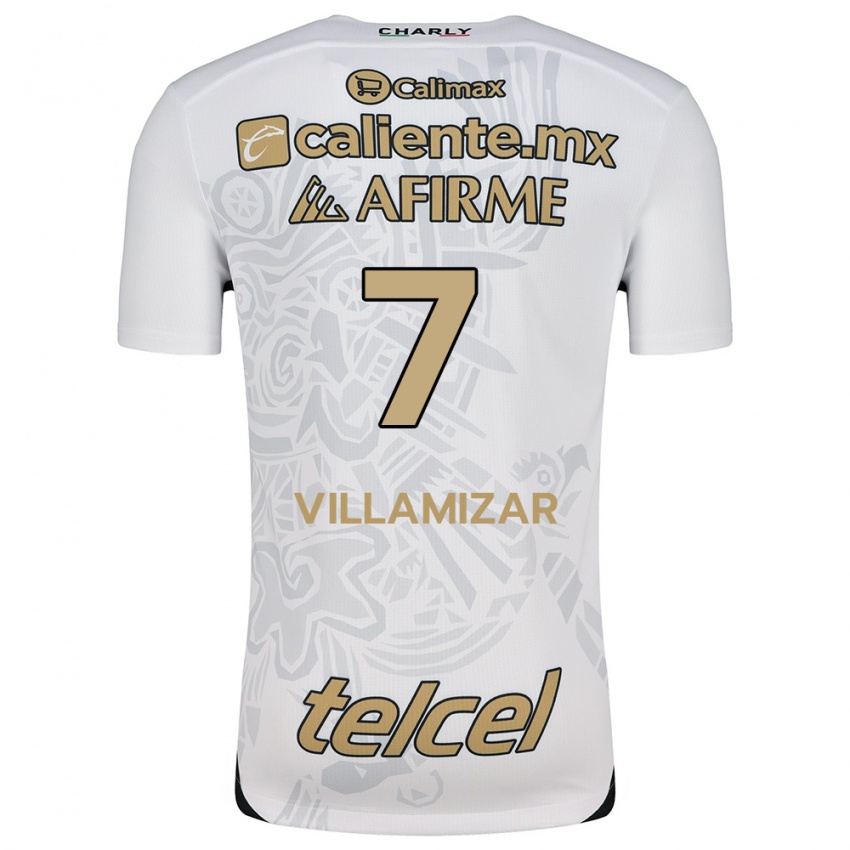 Enfant Maillot Paola Villamizar #7 Blanc Noir Tenues Extérieur 2024/25 T-Shirt Belgique