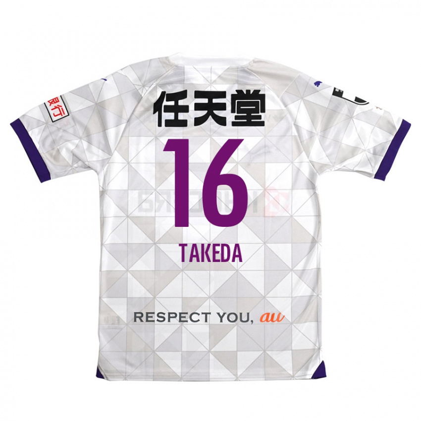 Kinder Shohei Takeda #16 Weiß Lila Auswärtstrikot Trikot 2024/25 T-Shirt Belgien