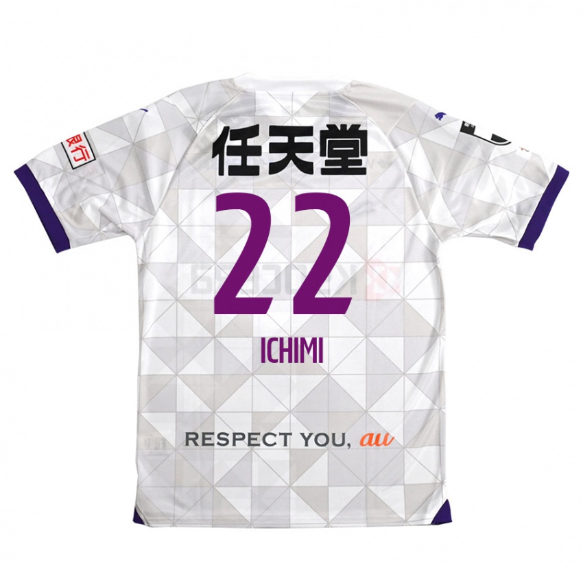 Kinder Kazunari Ichimi #22 Weiß Lila Auswärtstrikot Trikot 2024/25 T-Shirt Belgien