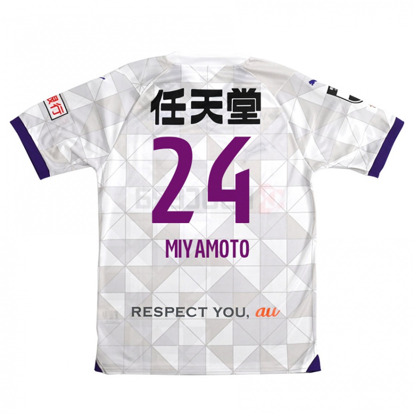 Kinder Yuta Miyamoto #24 Weiß Lila Auswärtstrikot Trikot 2024/25 T-Shirt Belgien