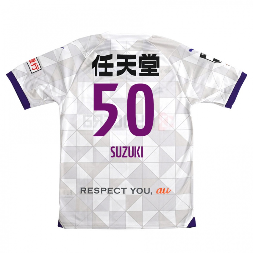 Kinder Yoshinori Suzuki #50 Weiß Lila Auswärtstrikot Trikot 2024/25 T-Shirt Belgien