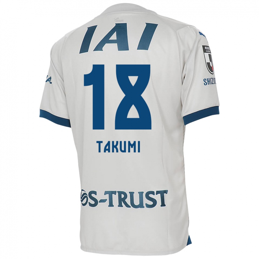 Kinder Takumi Kato #18 Weiß Blau Auswärtstrikot Trikot 2024/25 T-Shirt Belgien