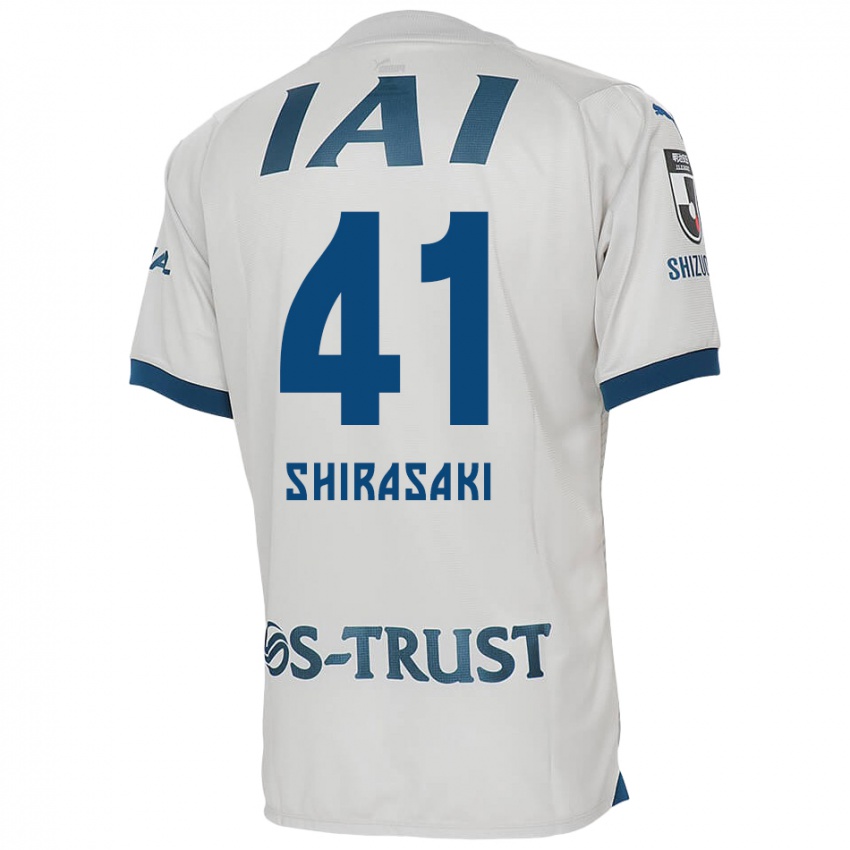 Kinder Ryohei Shirasaki #41 Weiß Blau Auswärtstrikot Trikot 2024/25 T-Shirt Belgien