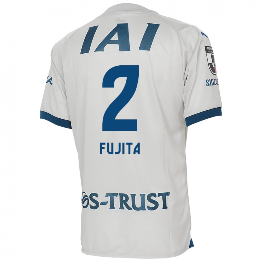 Kinder Shunsuke Fujita #2 Weiß Blau Auswärtstrikot Trikot 2024/25 T-Shirt Belgien