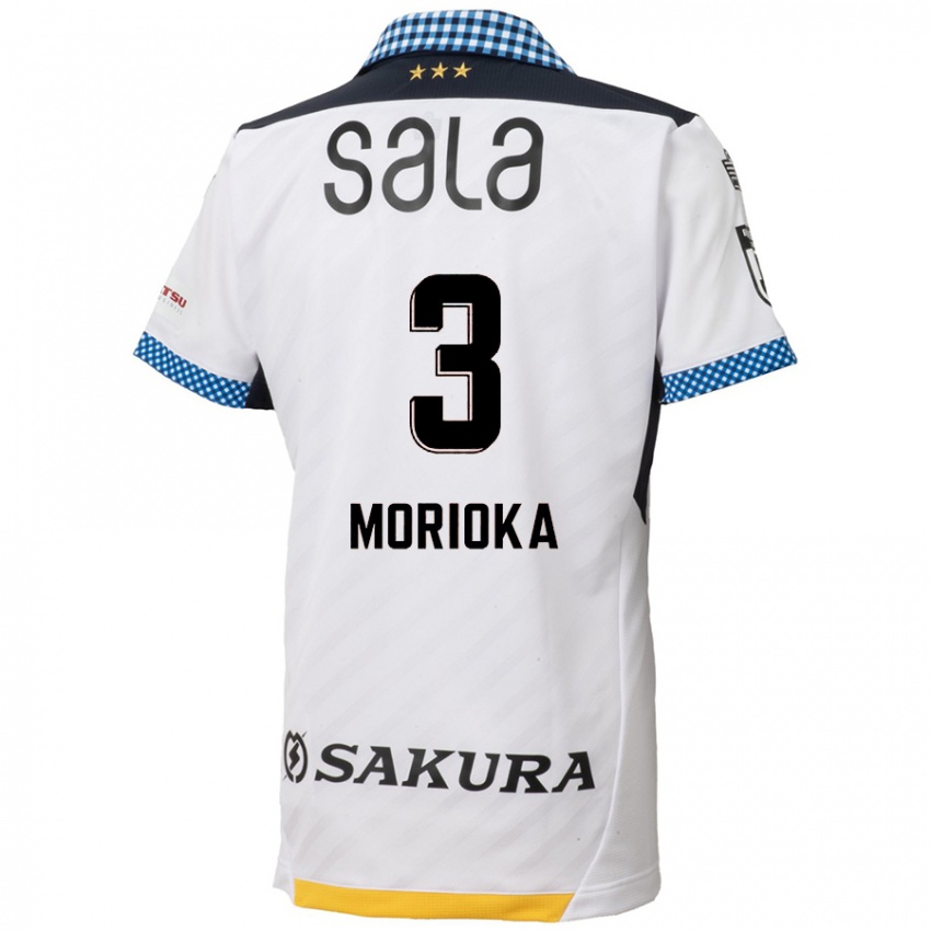 Kinder Riku Morioka #3 Weiß Schwarz Auswärtstrikot Trikot 2024/25 T-Shirt Belgien