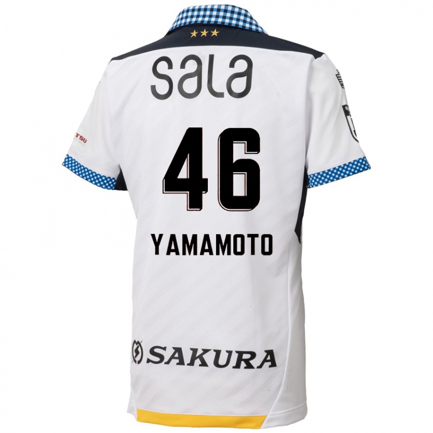 Kinder Shota Yamamoto #46 Weiß Schwarz Auswärtstrikot Trikot 2024/25 T-Shirt Belgien