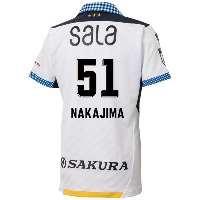 Kinder Keitaro Nakajima #51 Weiß Schwarz Auswärtstrikot Trikot 2024/25 T-Shirt Belgien