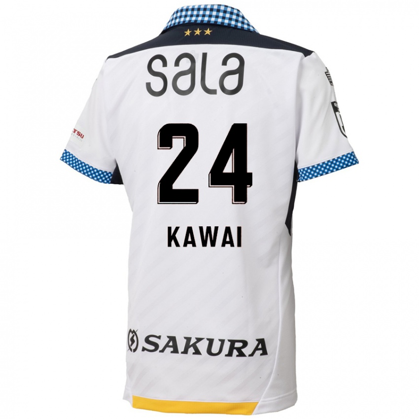 Kinder Yuki Kawai #24 Weiß Schwarz Auswärtstrikot Trikot 2024/25 T-Shirt Belgien