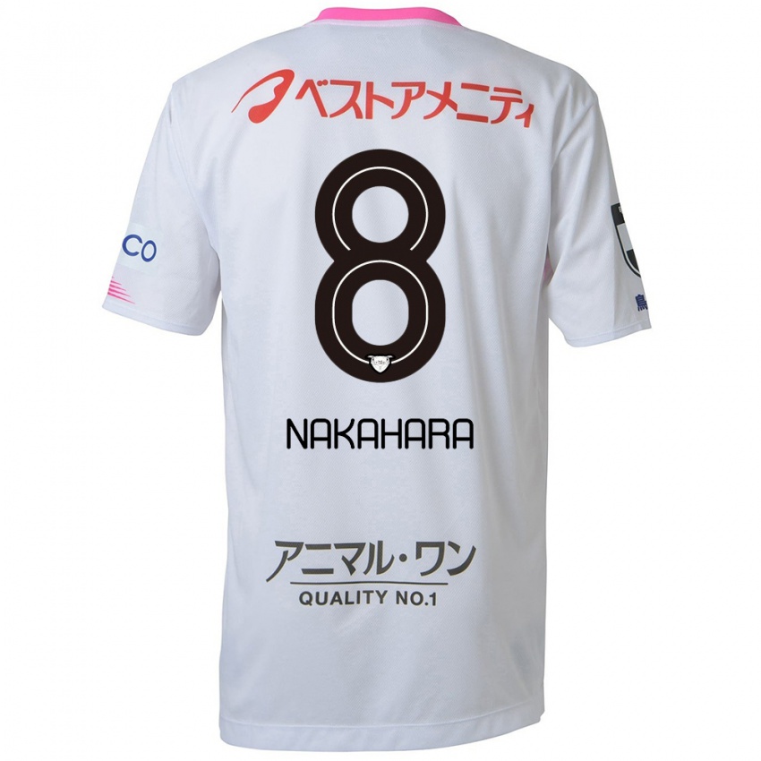 Kinder Hikaru Nakahara #8 Weiß Blau Rosa Auswärtstrikot Trikot 2024/25 T-Shirt Belgien