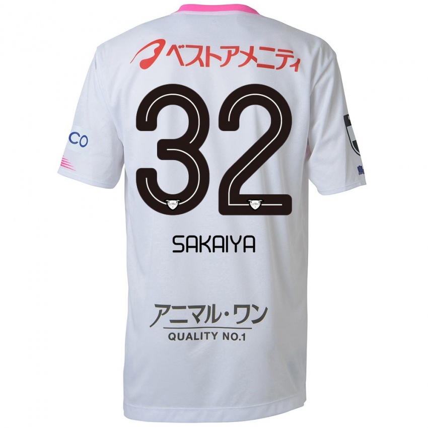 Kinder Keisuke Sakaiya #32 Weiß Blau Rosa Auswärtstrikot Trikot 2024/25 T-Shirt Belgien