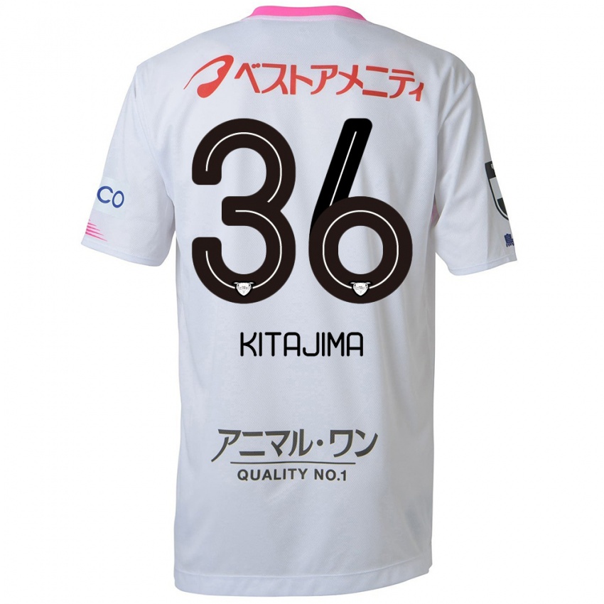 Kinder Fumiya Kitajima #36 Weiß Blau Rosa Auswärtstrikot Trikot 2024/25 T-Shirt Belgien