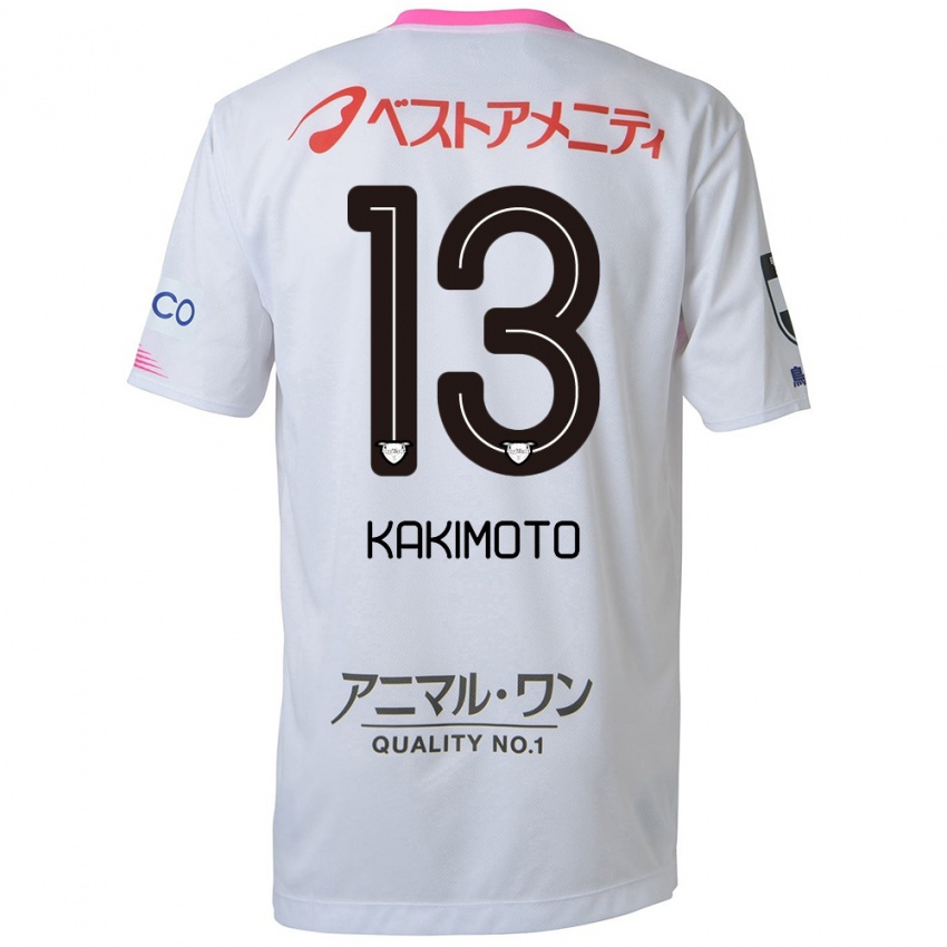 Kinder Yuto Kakimoto #13 Weiß Blau Rosa Auswärtstrikot Trikot 2024/25 T-Shirt Belgien