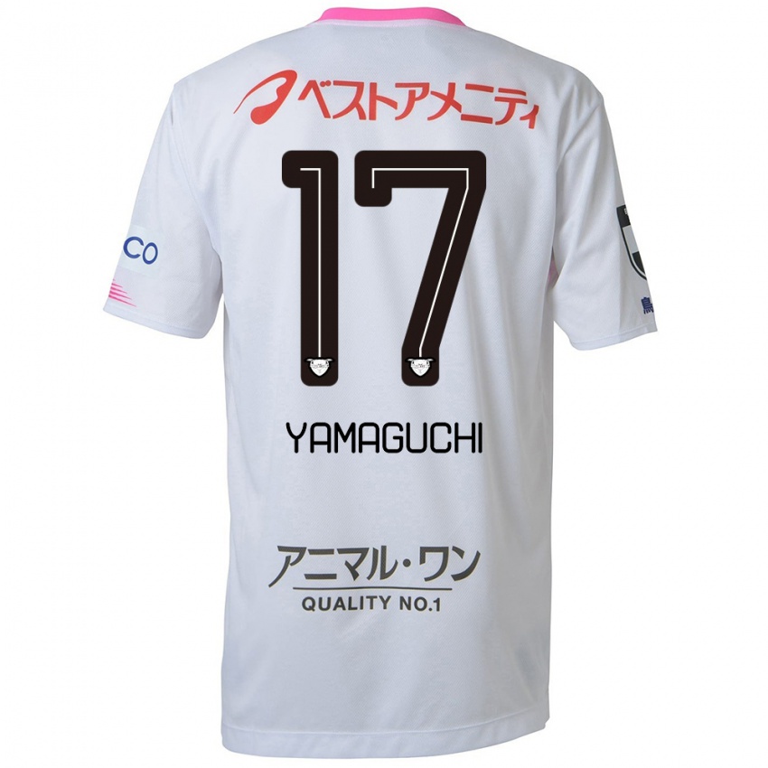 Kinder Hikaru Yamaguchi #17 Weiß Blau Rosa Auswärtstrikot Trikot 2024/25 T-Shirt Belgien