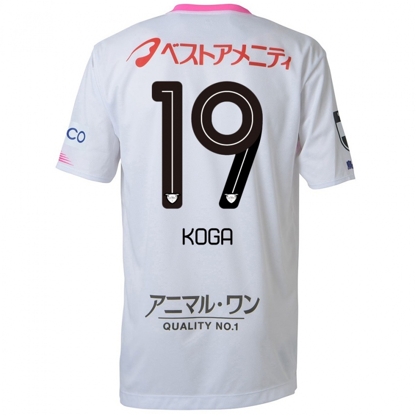 Kinder Ryoma Koga #19 Weiß Blau Rosa Auswärtstrikot Trikot 2024/25 T-Shirt Belgien