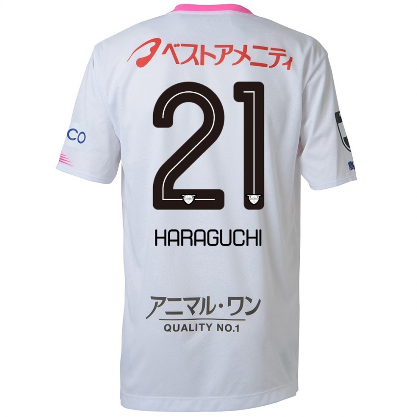 Kinder Konosuke Haraguchi #21 Weiß Blau Rosa Auswärtstrikot Trikot 2024/25 T-Shirt Belgien